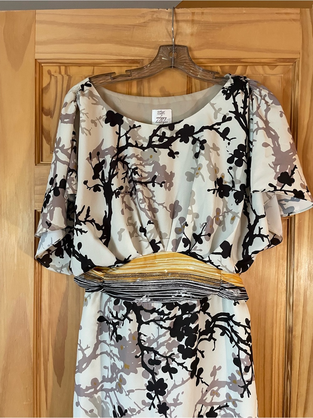 Suzi Chin for Maggy Boutique Floral Maxi Dress in Ivory, Black and Taupe - Picture 2 of 6
